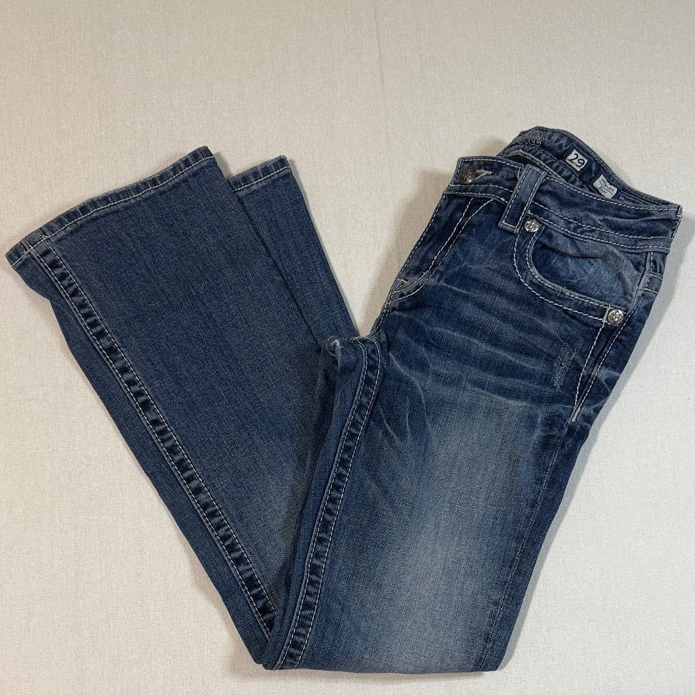 Miss Me Indigo Boot Cut Jeans with Embellished Pockets - Picture 2 of 9